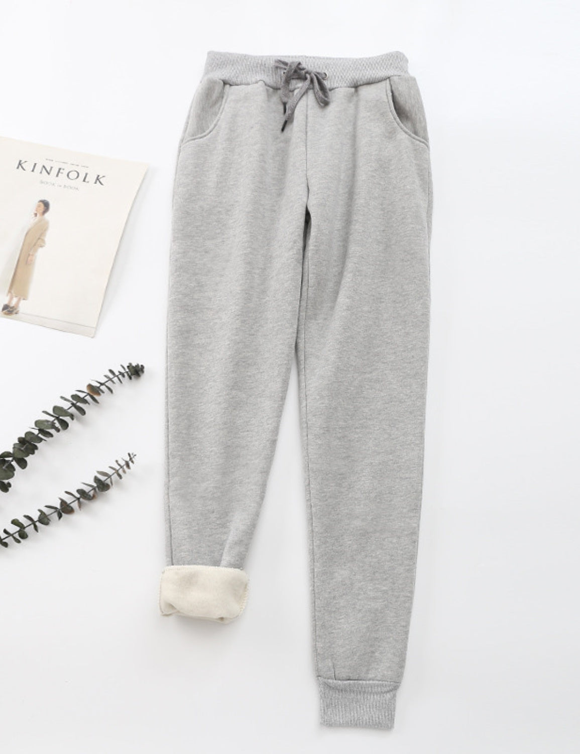 Cotton Casual Elastic Solid Casual Warm Pants