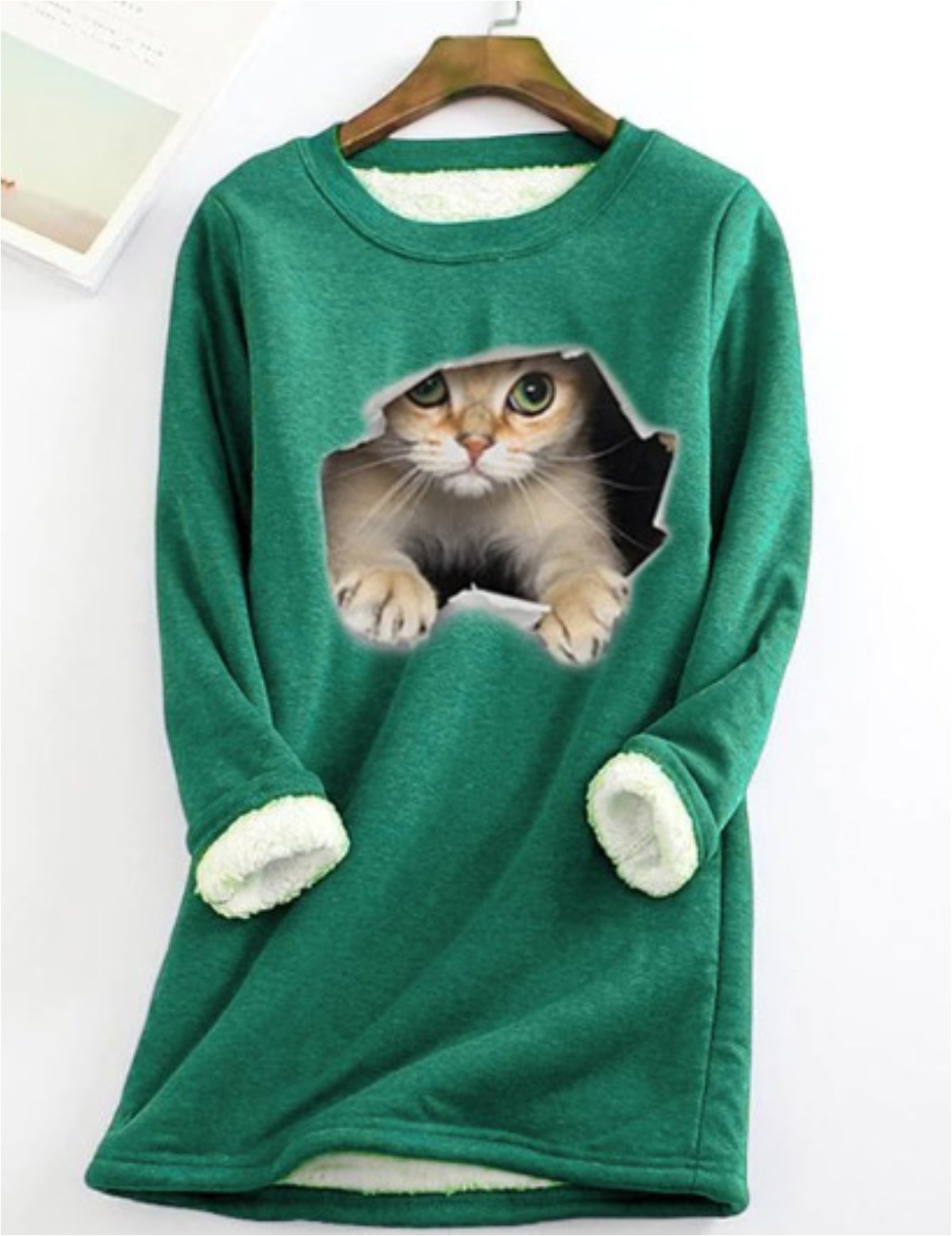 Kitten Wants Out Warm Sherpa Lined Fleece Sport Sweatshirt