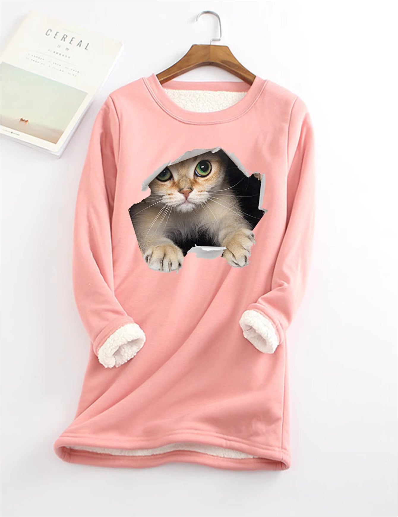 Kitten Wants Out Warm Sherpa Lined Fleece Sport Sweatshirt