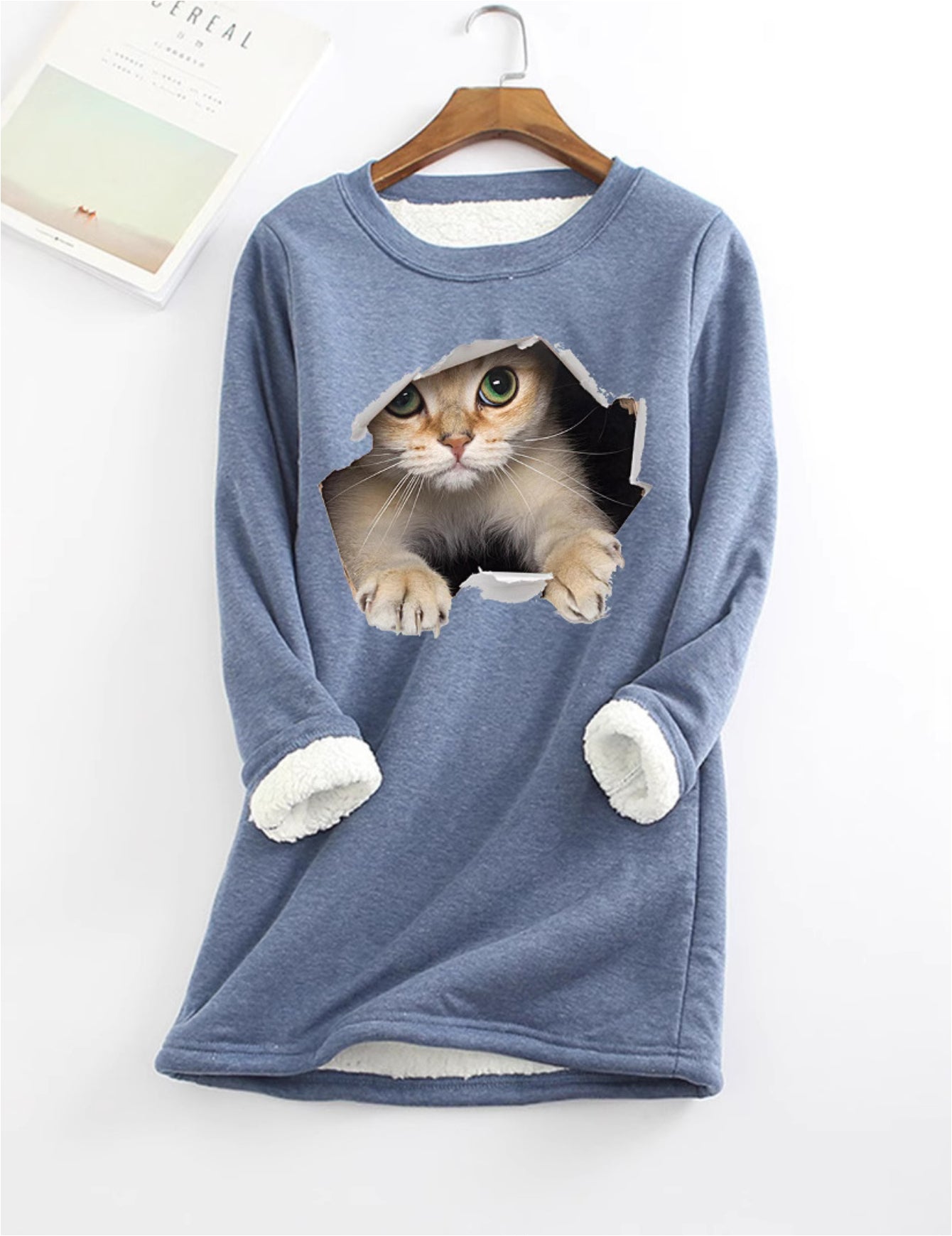 Kitten Wants Out Warm Sherpa Lined Fleece Sport Sweatshirt