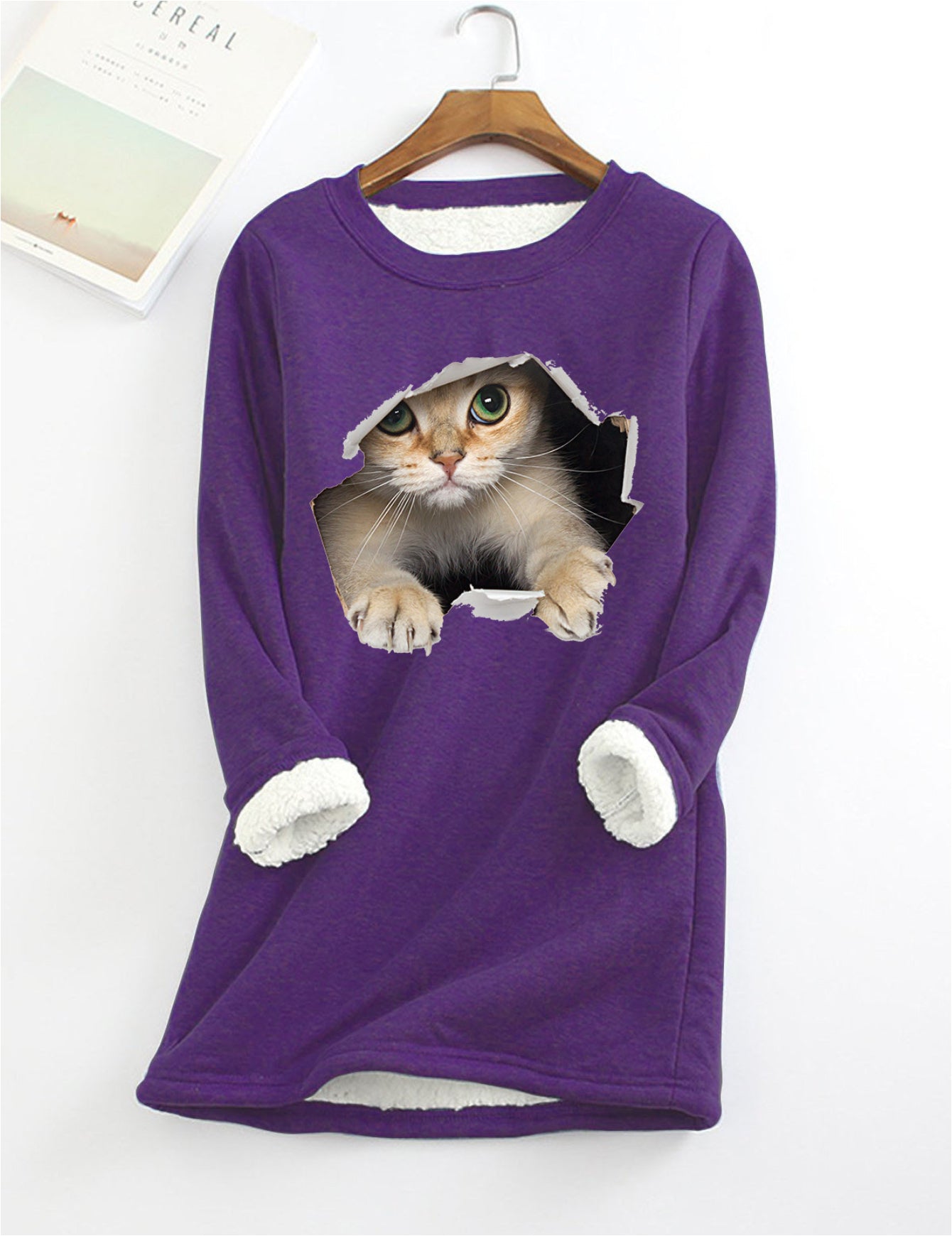 Kitten Wants Out Warm Sherpa Lined Fleece Sport Sweatshirt