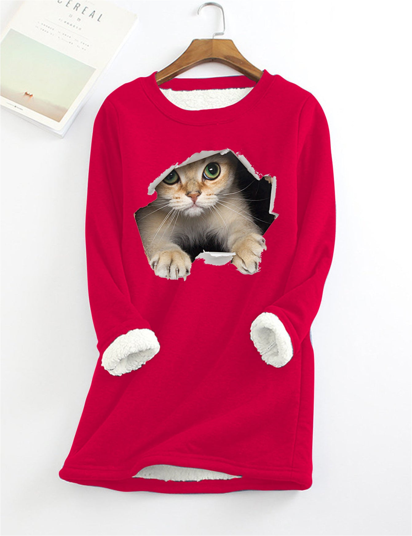 Kitten Wants Out Warm Sherpa Lined Fleece Sport Sweatshirt