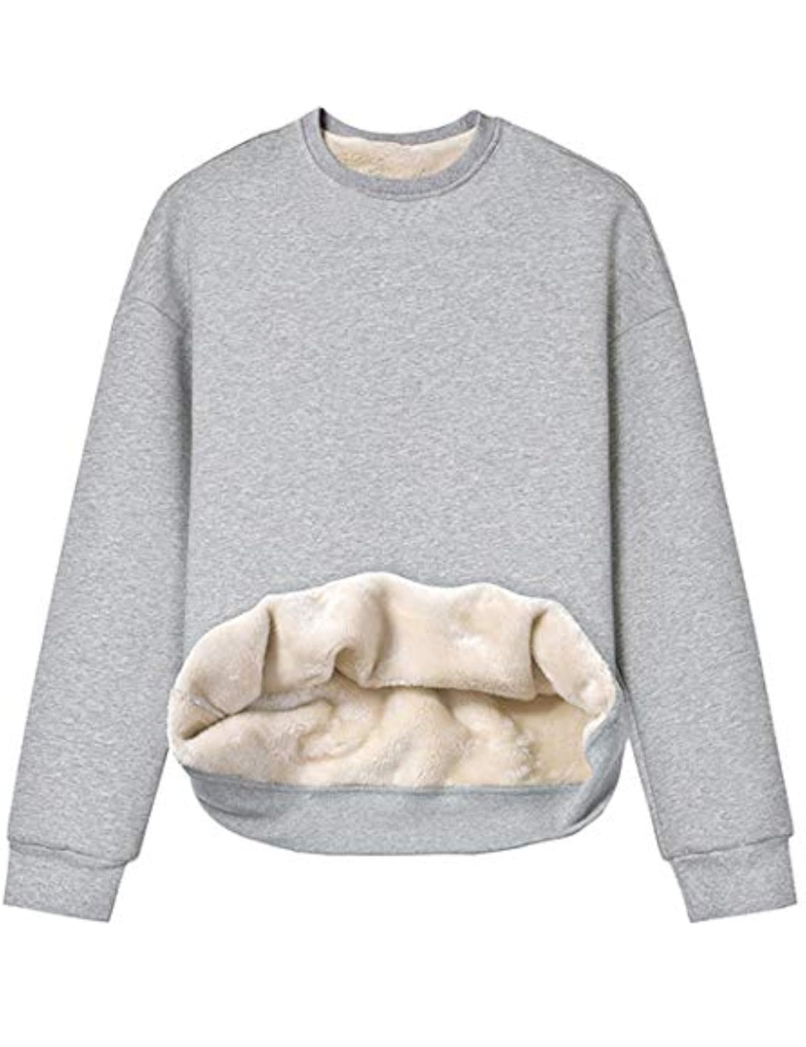 Winter Fleece Sherpa Lined Crewneck Sweatshirt