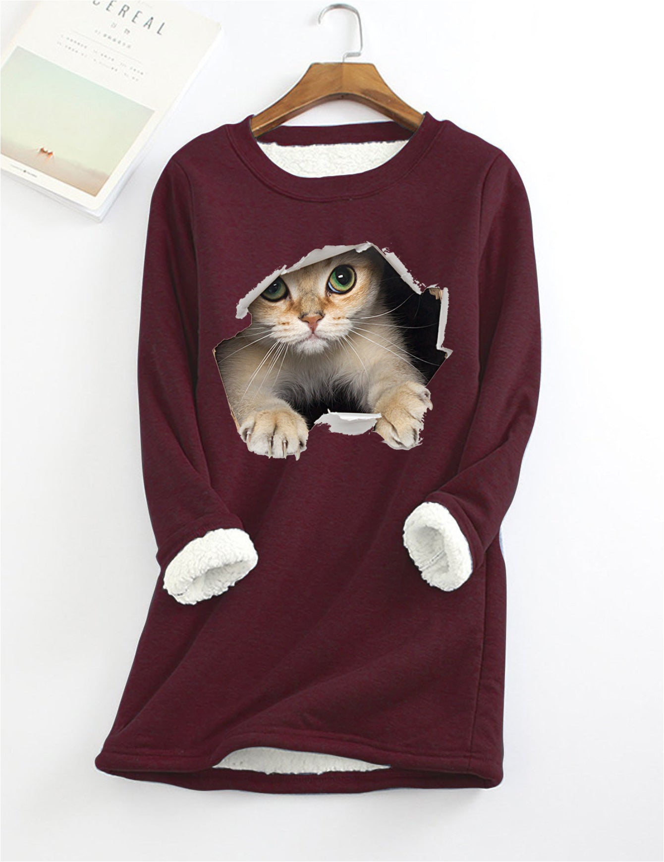 Kitten Wants Out Warm Sherpa Lined Fleece Sport Sweatshirt