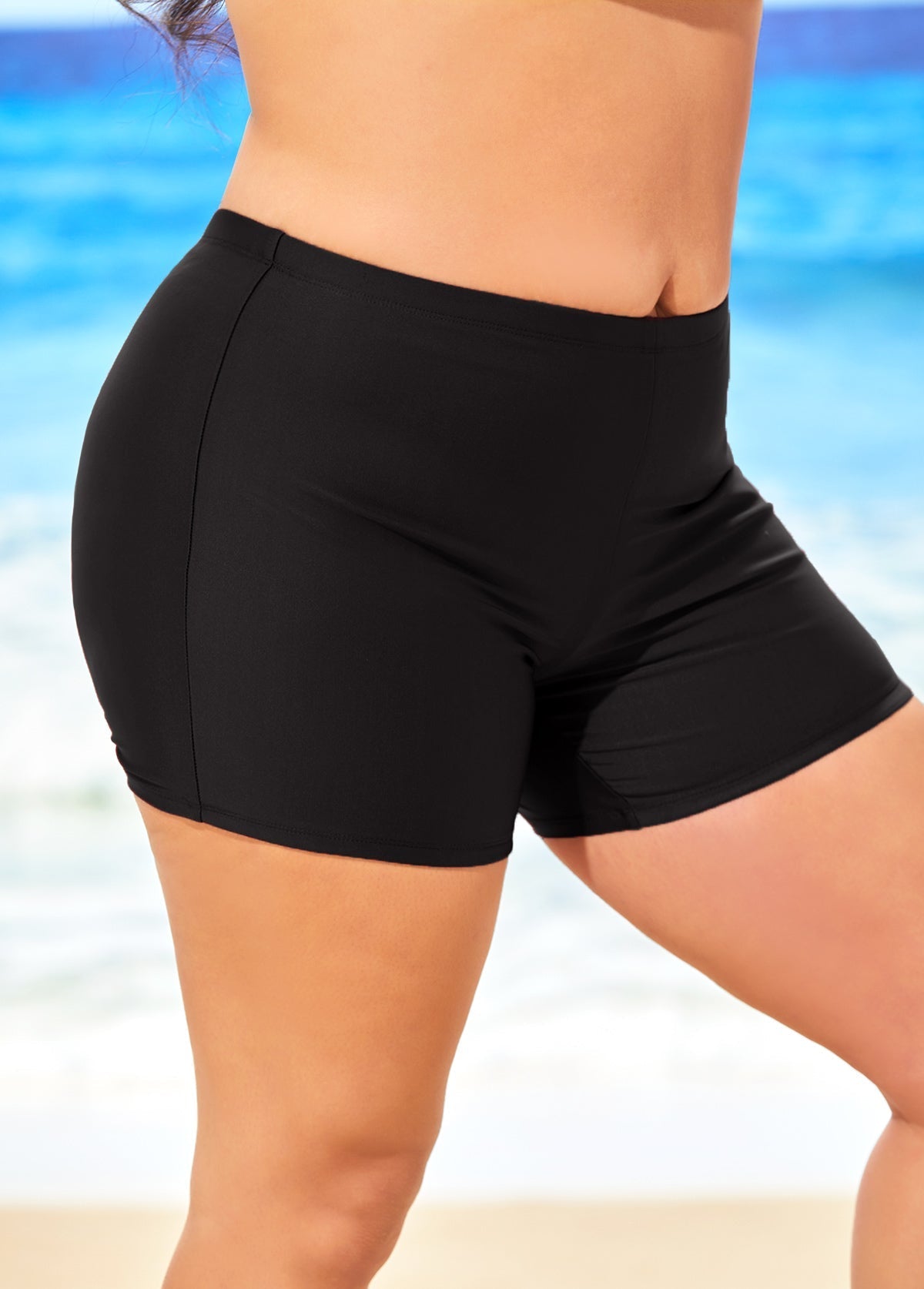Lace Up Black Plus Size Swimdress Set
