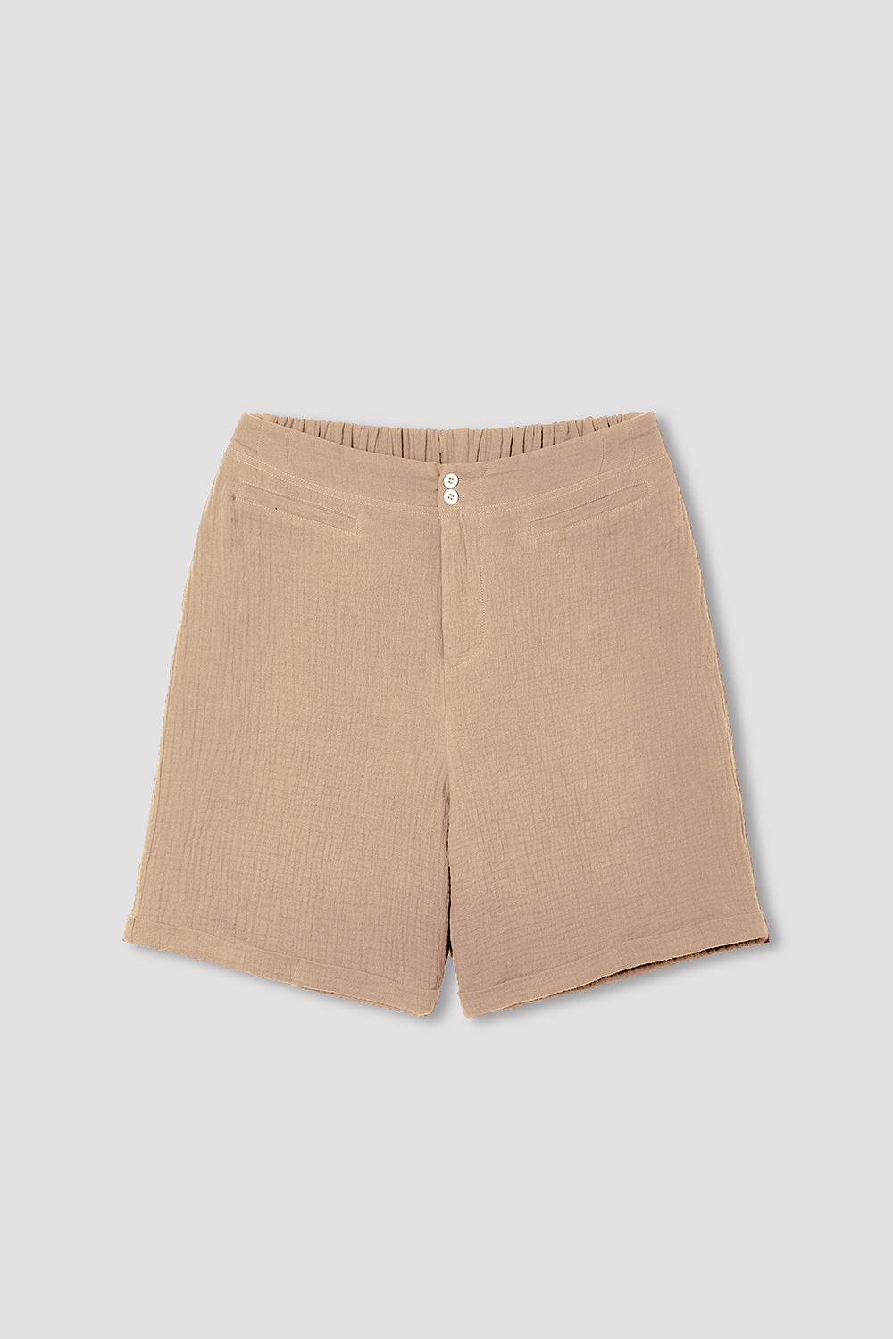 Magenta Cotton Solid with Buttons Casual Shorts